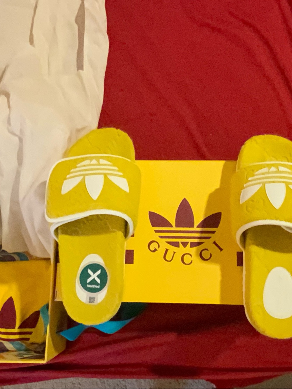 Gucci Yellow Slide Sandals with White Logos